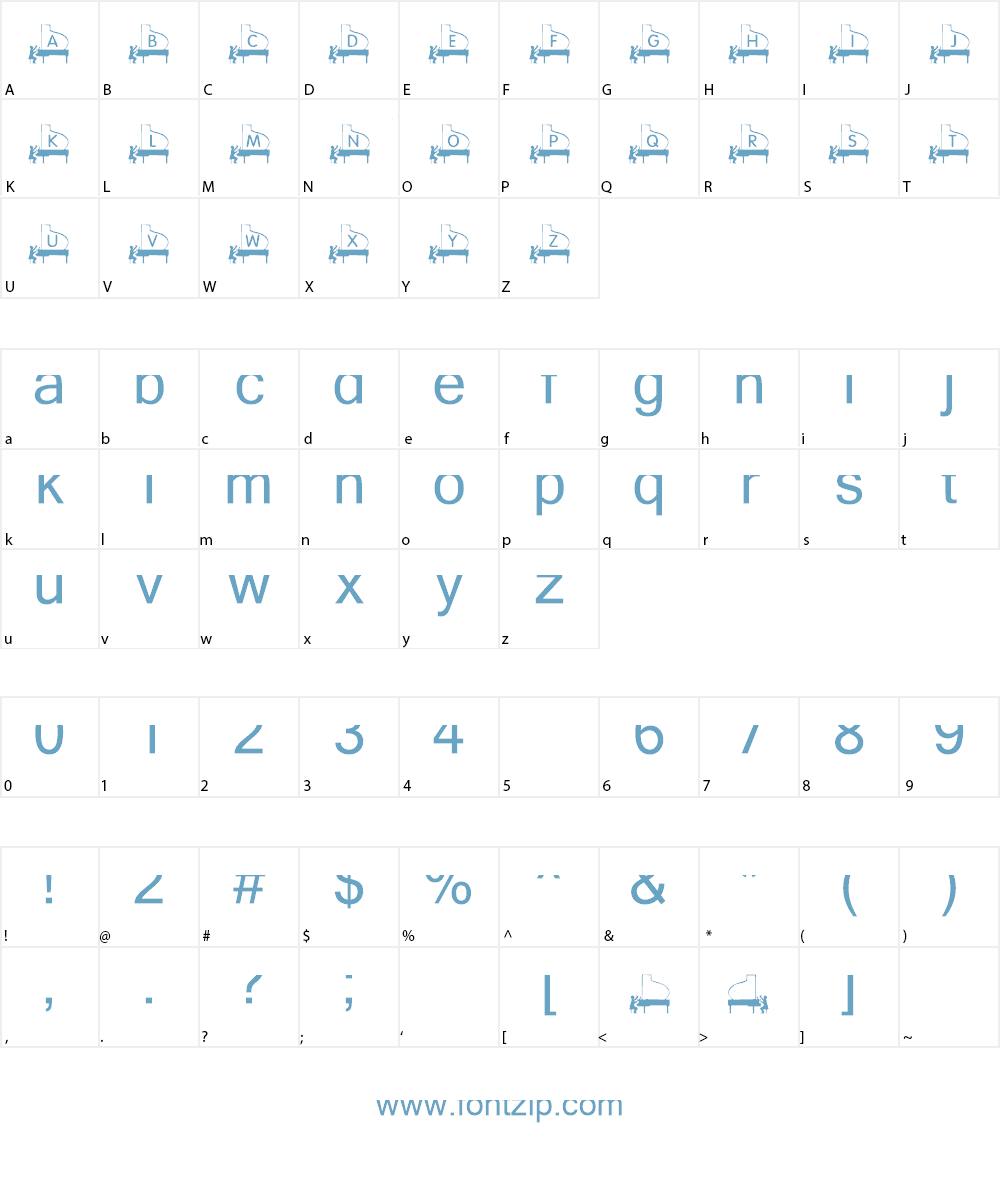 KR Piano Man Font Character